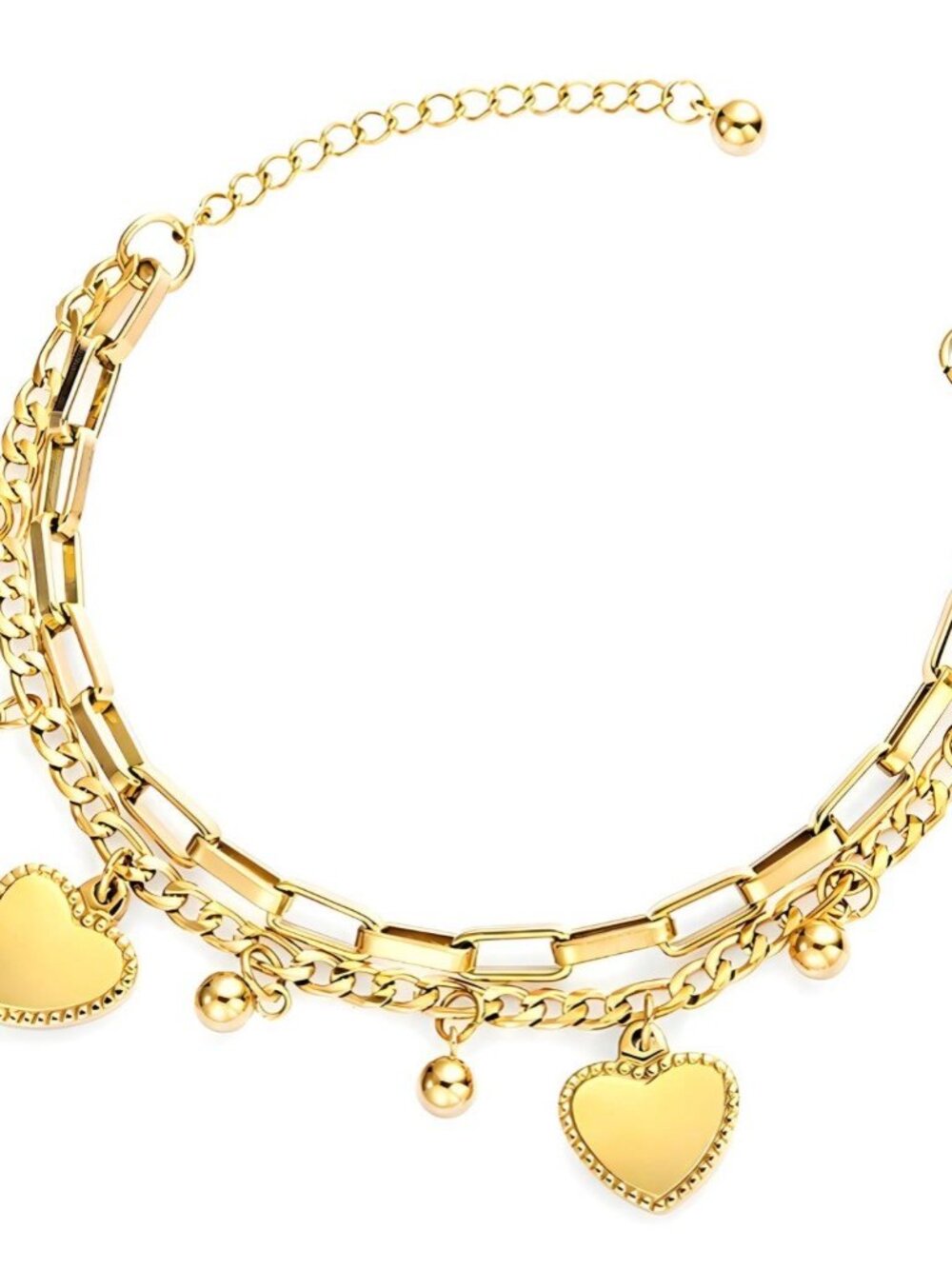 18kt Plated Tarnish-free Heart Charm Bracelet